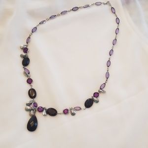 Beautiful purple and silver beaded necklace